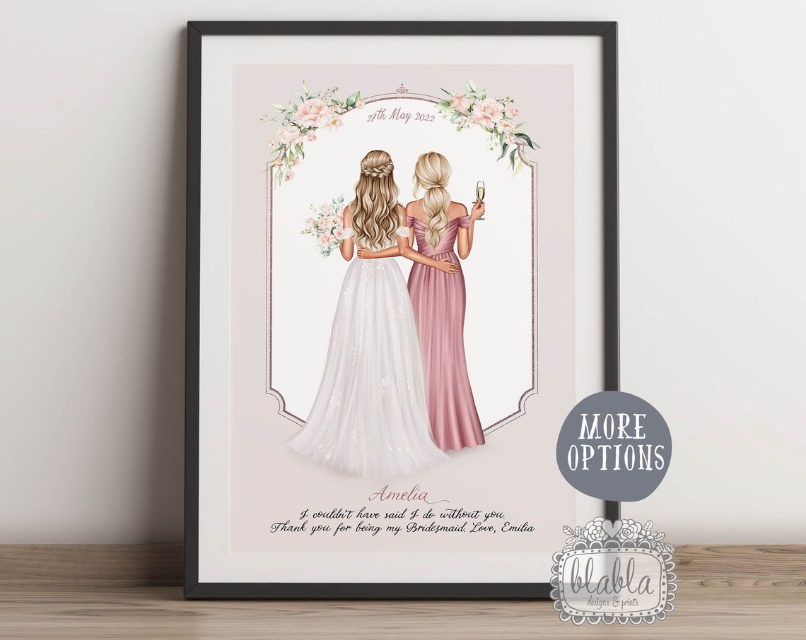 Personalised Bridesmaid Gift Wedding Keepsake Gift Maid Of Honour Gift Bridesmaid Gift Bridesmaid Print Wedding Print