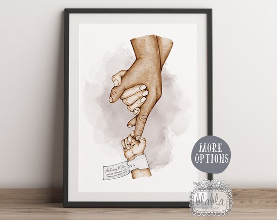 Family Hand Print Family Print Family Custom Print Our Family Print Baby Birth Details Baby Birth Custom Print Family Tree