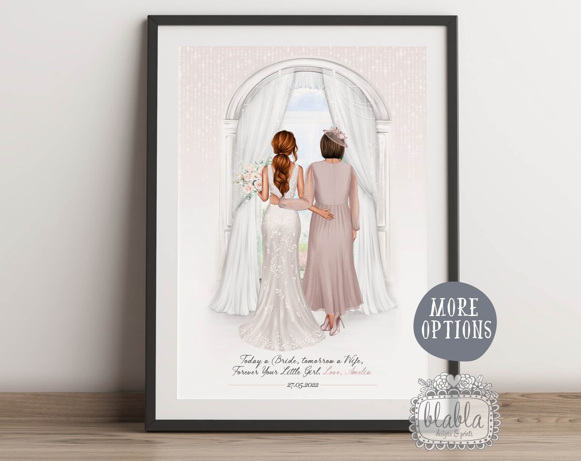 Personalised Mother of the Bride Poster Under Floral Archway Scene