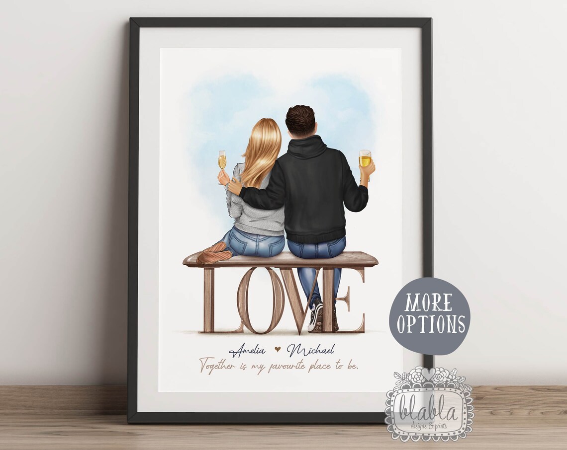 Together Is My Favourite Place To Be Love Bench Couple Poster
