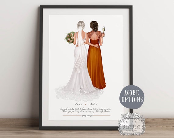 Personalised Gift For Bridesmaid Gift For Maid Of Honour Gift For Bride Bridesmaid Gift Bridesmaid Print Wedding Print