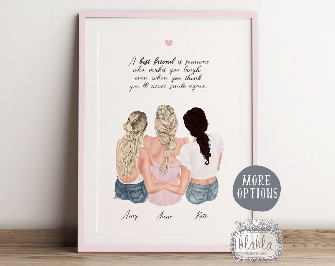 Personalized Friends Poster, Best Friend Art Print