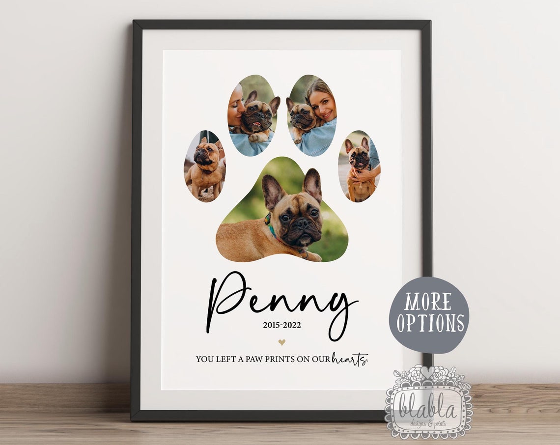 Beloved Paw Photo Collage Pet Memorial Remembrance Keepsake Poster