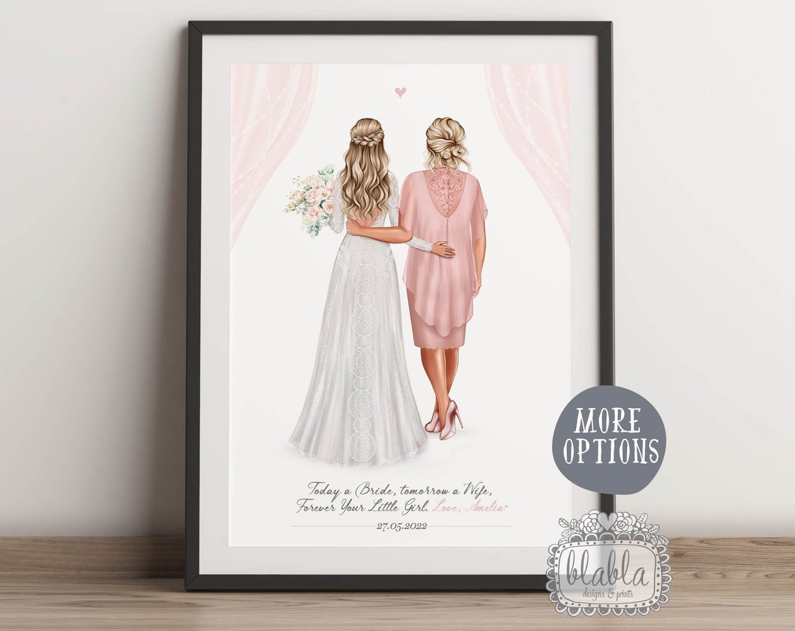 Personalised Mother of the Bride Poster With Bride and Mum Together