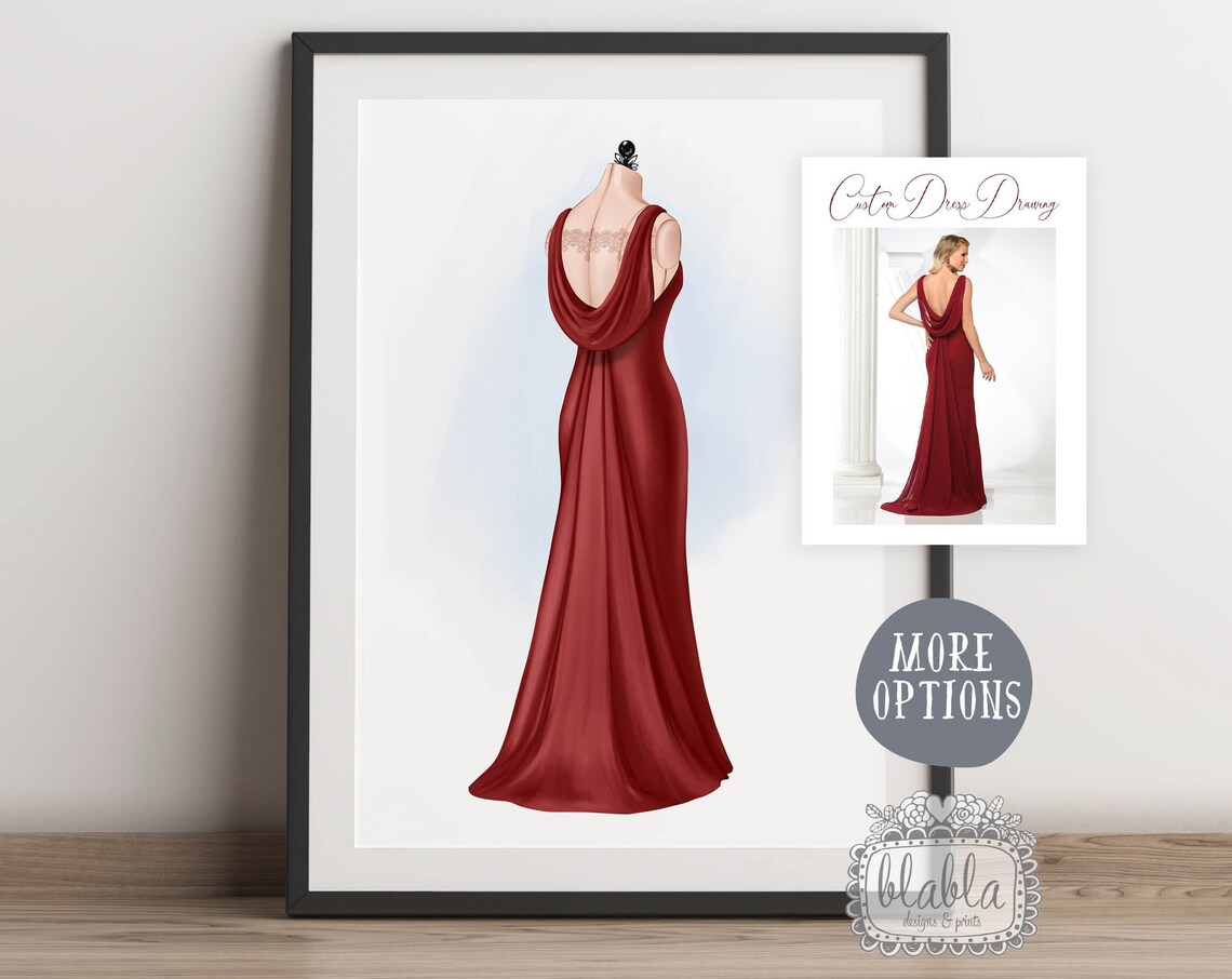 Custom Dress Drawing for Bride Bridesmaids