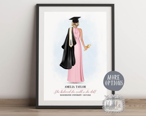 Personalised Graduation Print Gift For Graduate Friends Graduation Gift Class Of 2022 High School University Graduation Congrats Grad