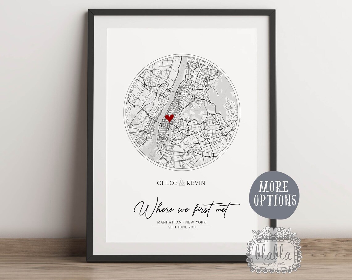 Personalised Where We First Met Map Poster Manhattan New York 2011