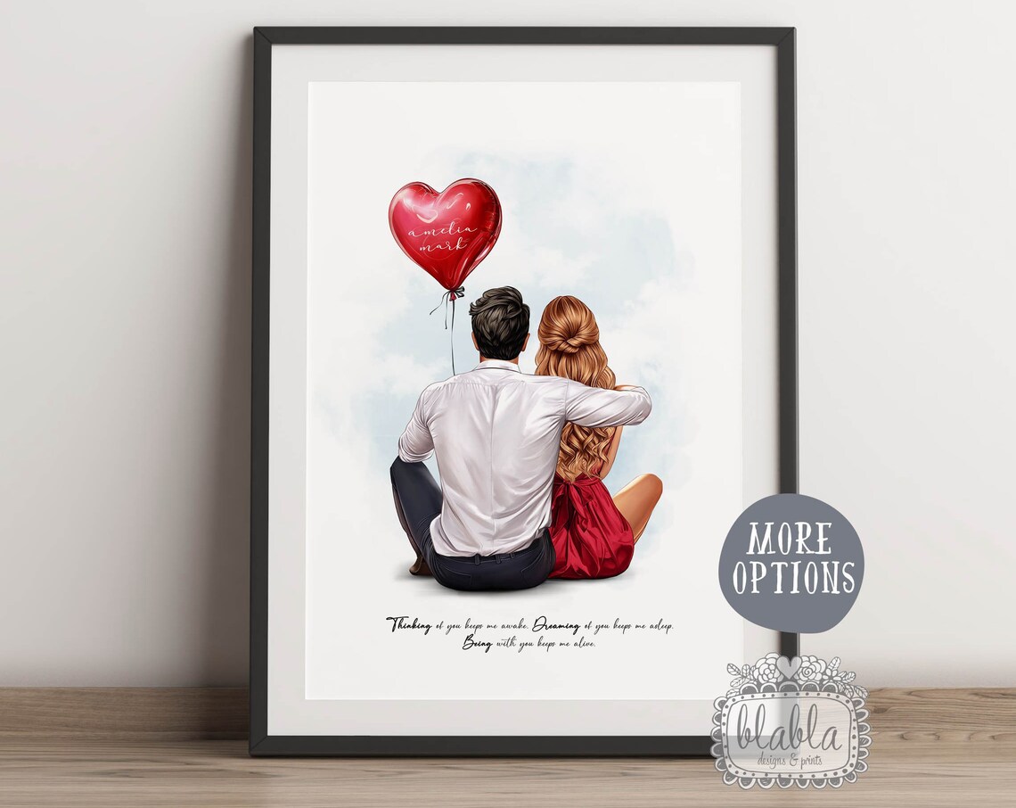 Heart Balloon Romantic Couple Thinking of You Love Quote Poster