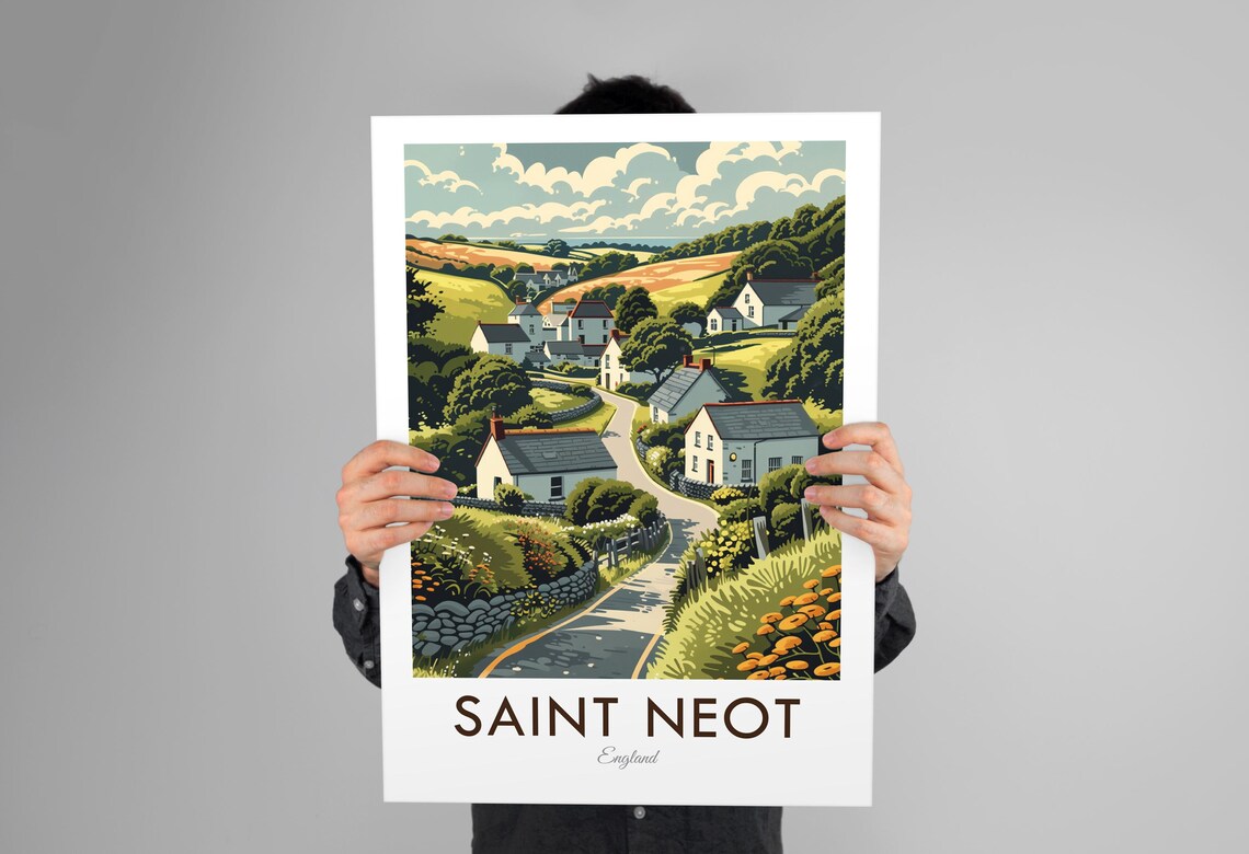 Saint Neot Cornwall England Countryside Village Vintage Travel Poster - Image 3