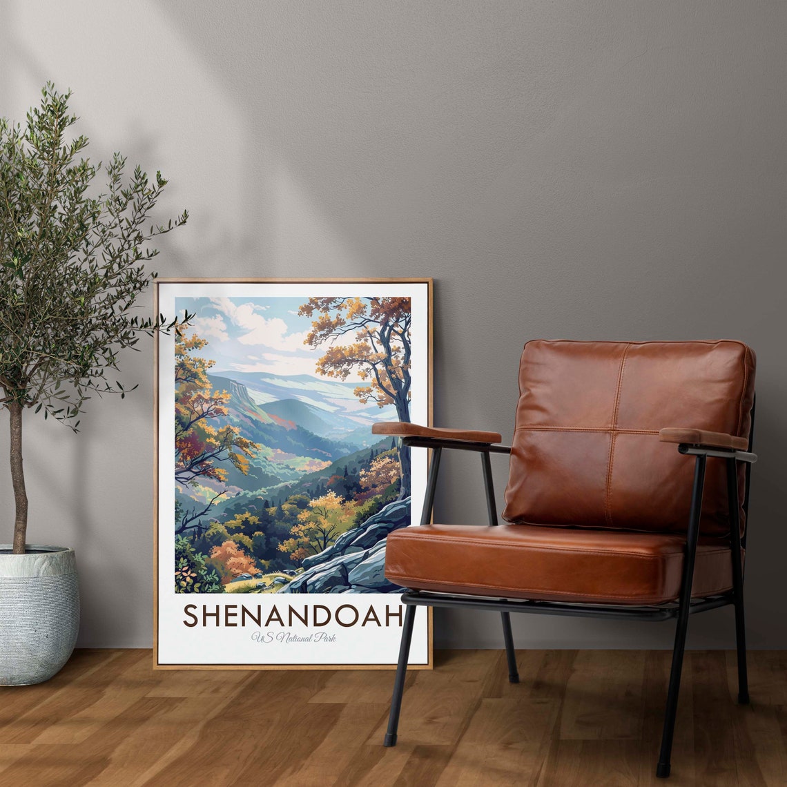 Shenandoah National Park Autumn Overlook Rocky Viewpoint Travel Poster - Image 2