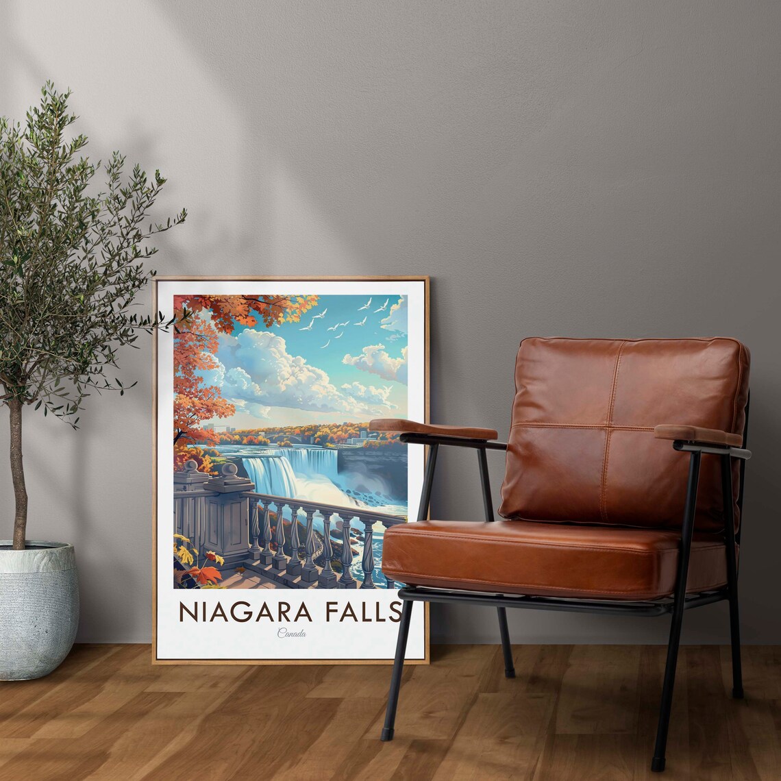 Niagara Falls Canada Fall Foliage Terrace Scenic View Poster