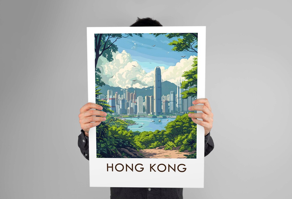 Hong Kong Vintage Style Travel Poster, Travel Poster - Image 2