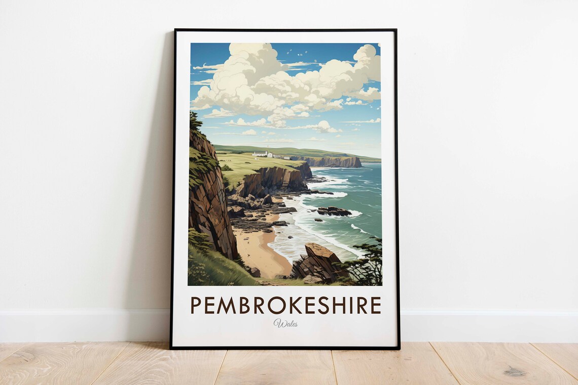 Pembrokeshire Wales Vintage Travel Poster, Home Decor - Image 3