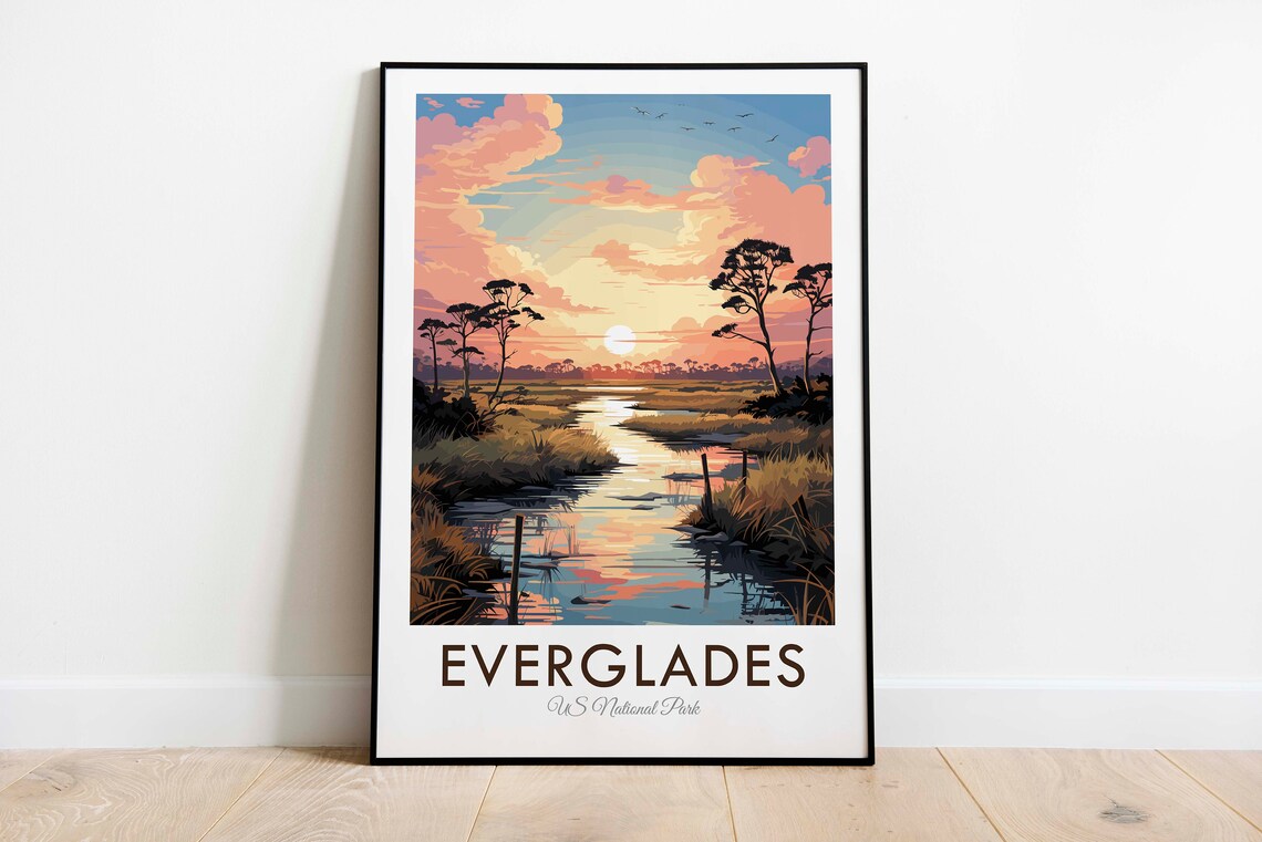 Everglades National Park Florida Sunset Wetlands River View Poster - Image 3