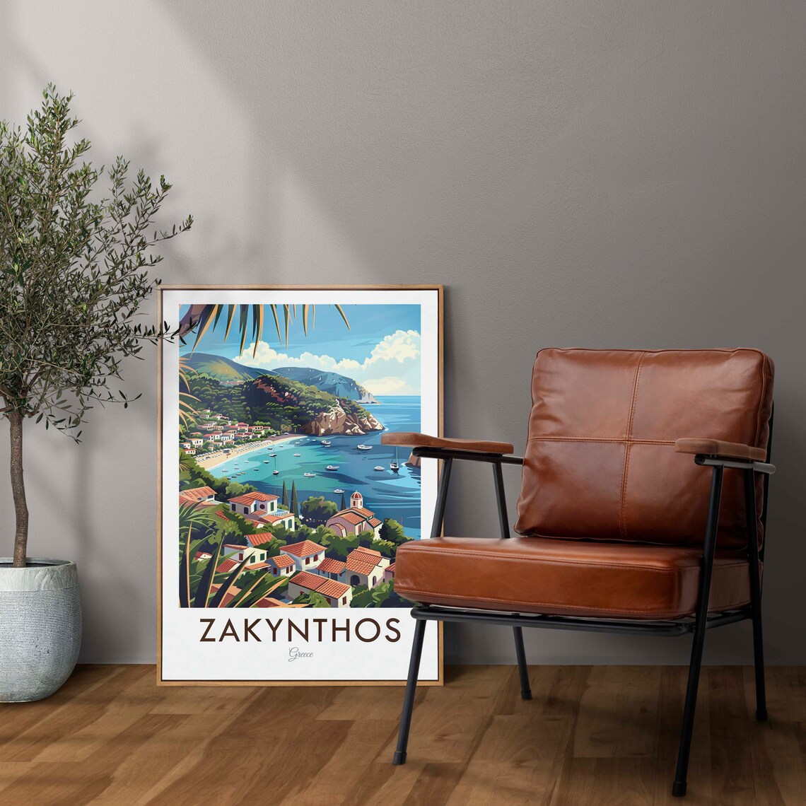 Zakynthos Greece Island Village Turquoise Bay Vintage Travel Poster - Image 2
