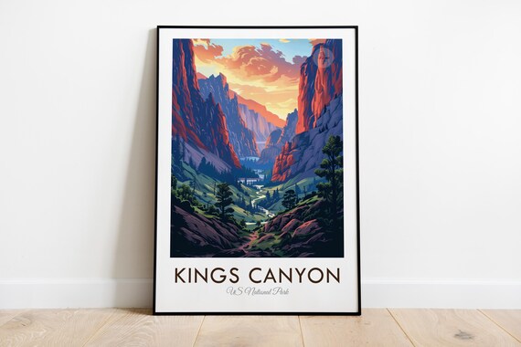 Kings Canyon National Park Red Rock Sunset Vintage Travel Poster