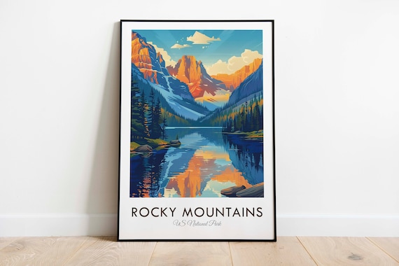 Rocky Mountains National Park Alpine Lake Peak Reflection Travel Poster