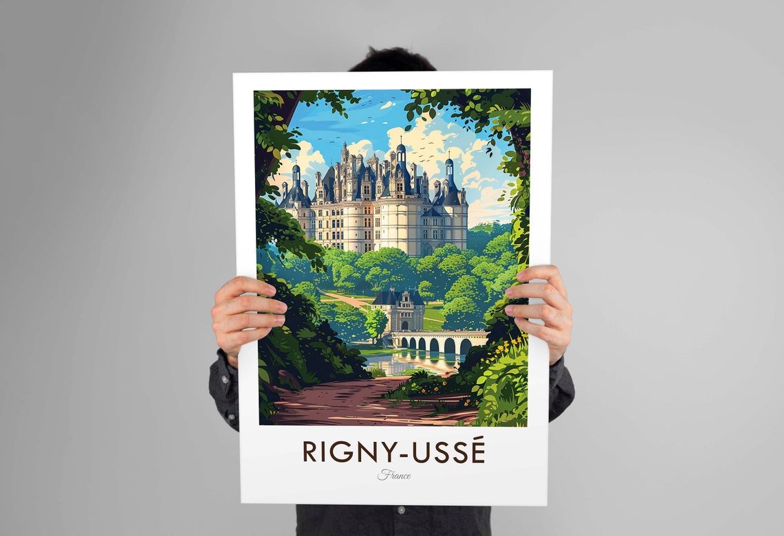 Rigny-Ussé France Fairytale Castle Forest Vintage Travel Poster - Image 3