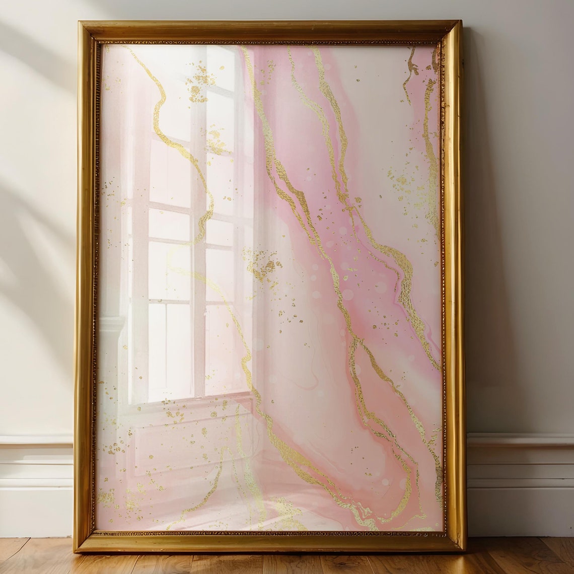 Blush Pink Gold Marble Abstract Fluid Art Feminine Decor Wall Poster