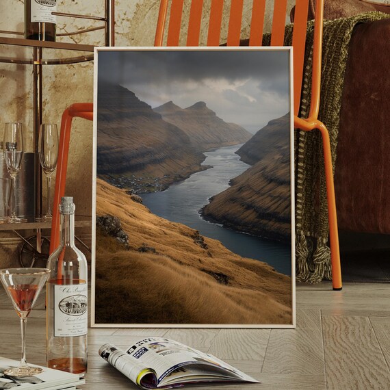 Nordic Fjord Dramatic Mountain Valley Moody Landscape Poster