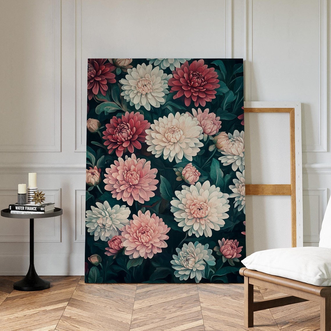 Dramatic Chrysanthemum Floral Pattern Vintage Botanical Poster