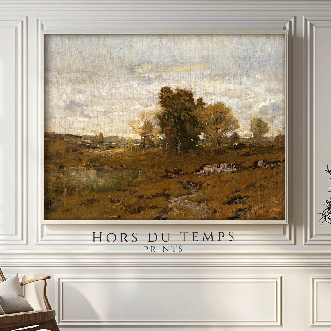 Muted Countryside Field Trees Cloudy Sky Vintage Art Wall Poster - Image 2
