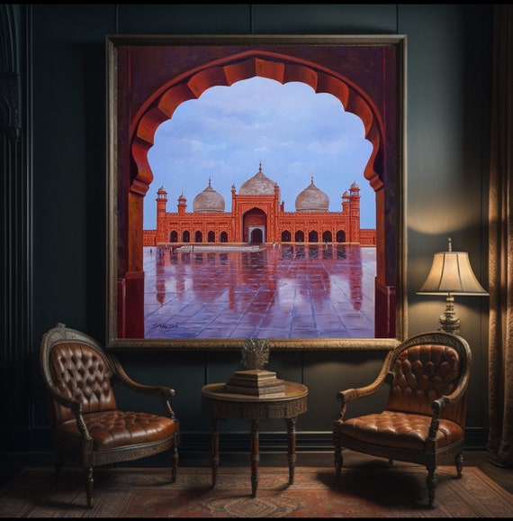 Badshahi Mosque Indian Art Original Painting Large Art Oil Painting Pakistani Art Textured Wall Art For Home Decor