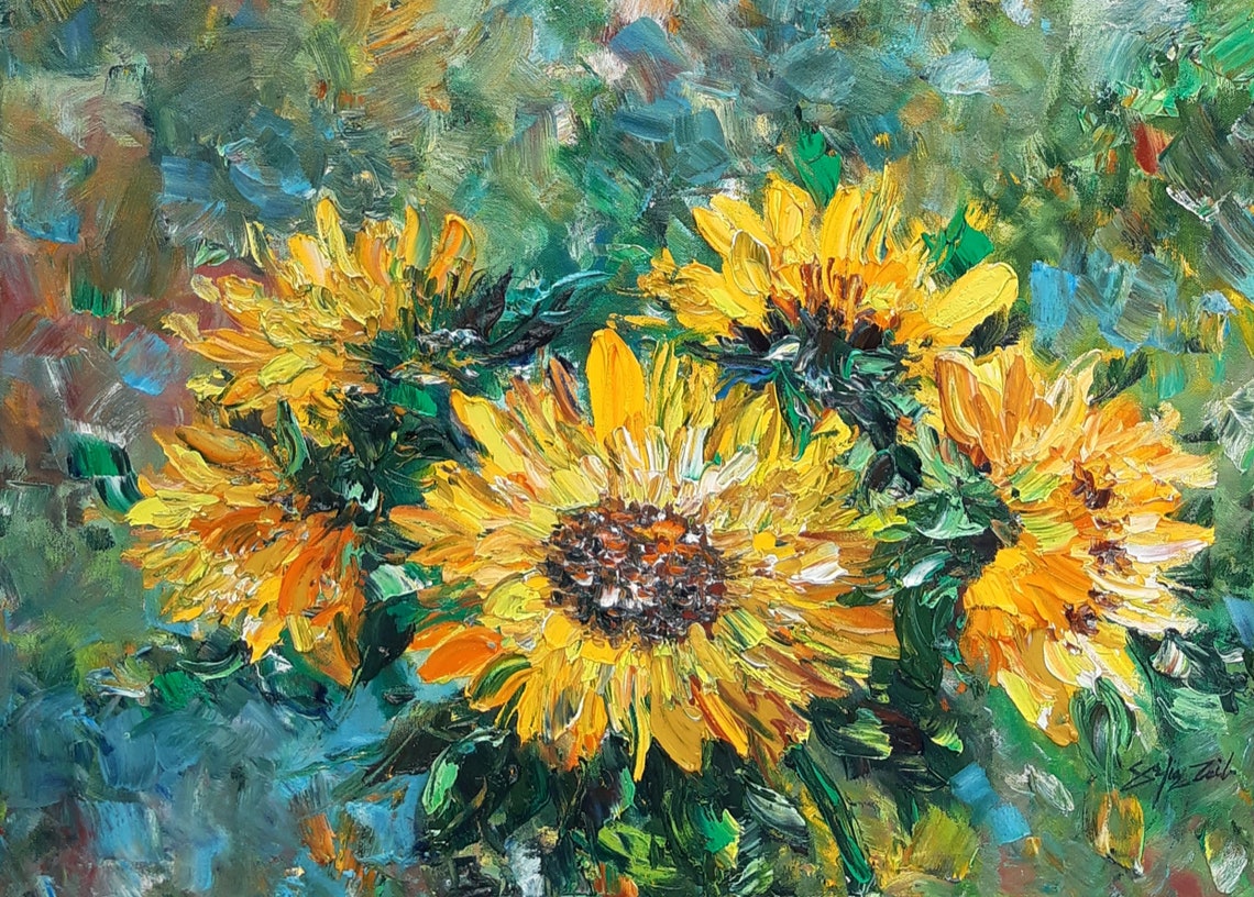Flower Painting Floral Wall Art Textured Art Oil Painting Boho Wall Art Original Painting Colorful Wall Art House Warming Gifts - Image 3
