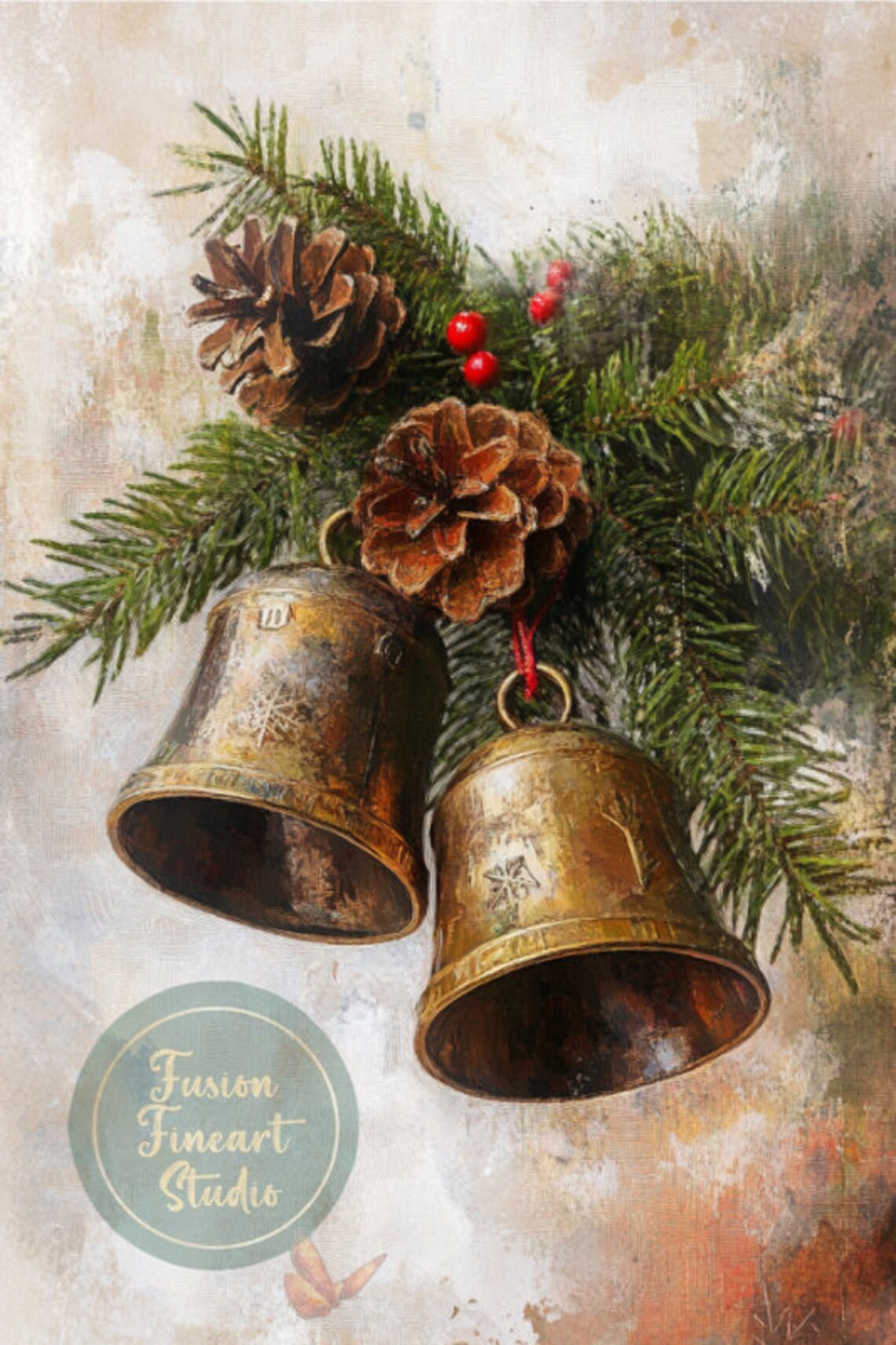Jingle Bells Vintage Christmas Wall Art Print - Image 3