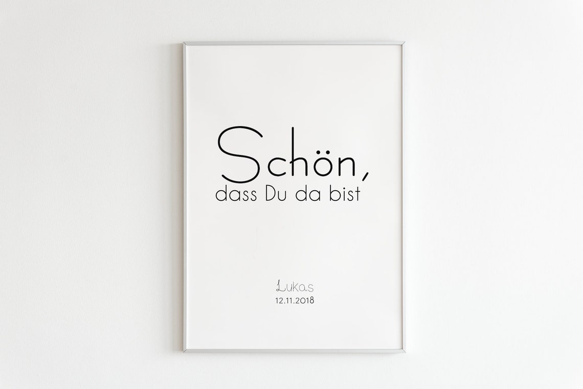 Personalized German Schön Dass Du Da Bist Quote Name Date Poster