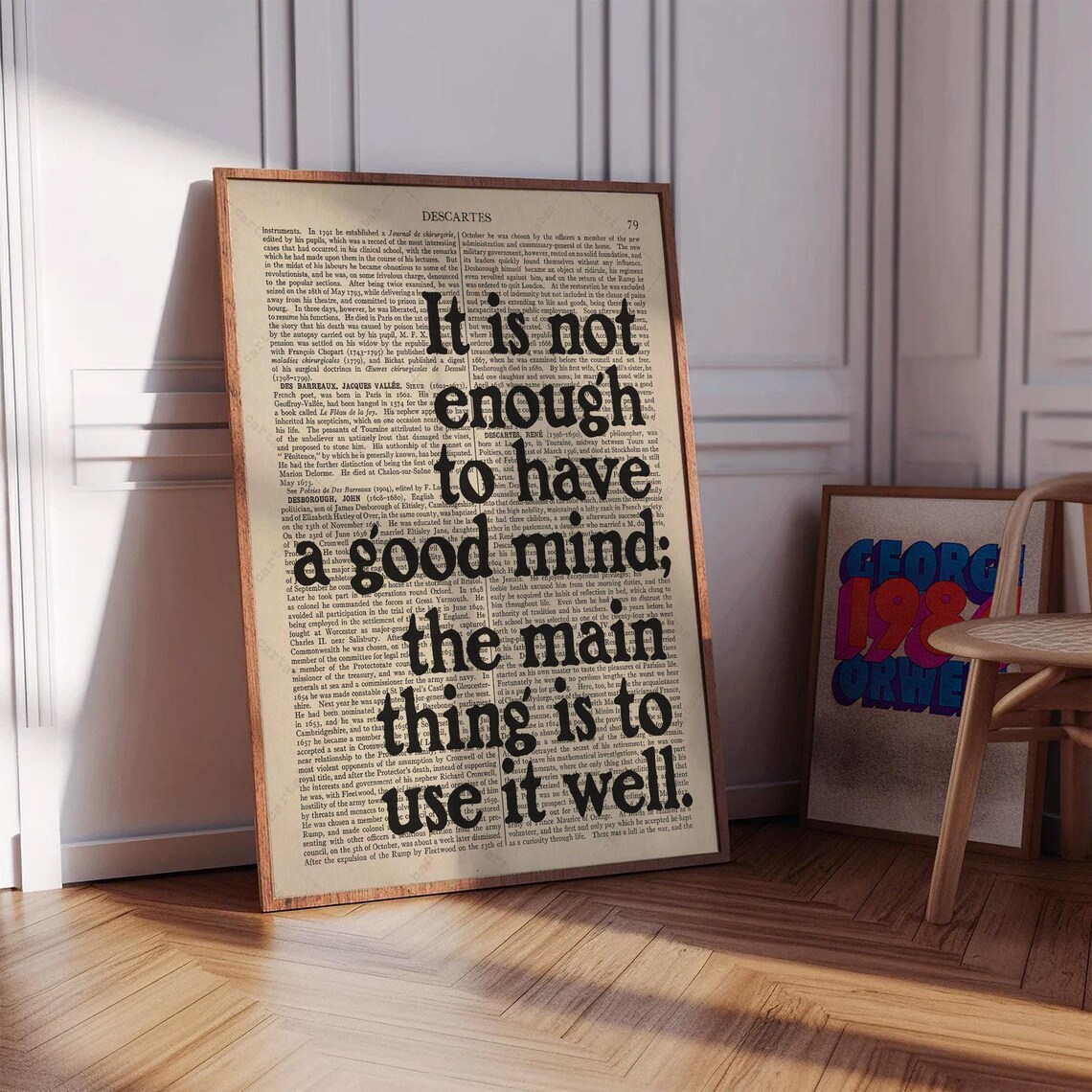 Rene Descartes It Is Not Enough to Have a Good Mind Quote Art Print Poster - Image 4