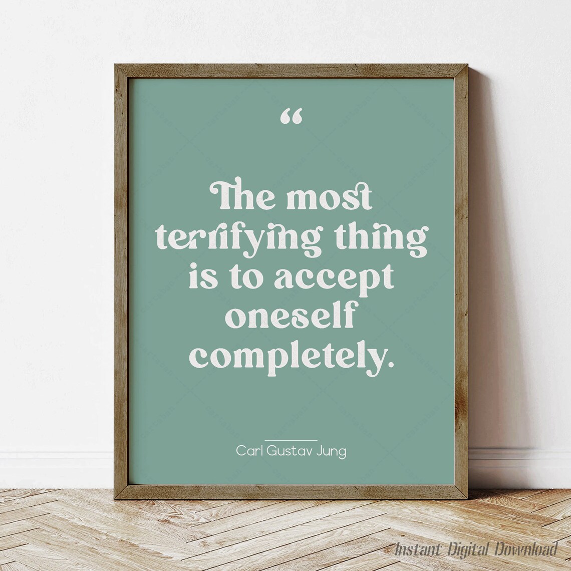 Carl Gustav Jung Accept Oneself Completely Quote Sage Green Retro Poster
