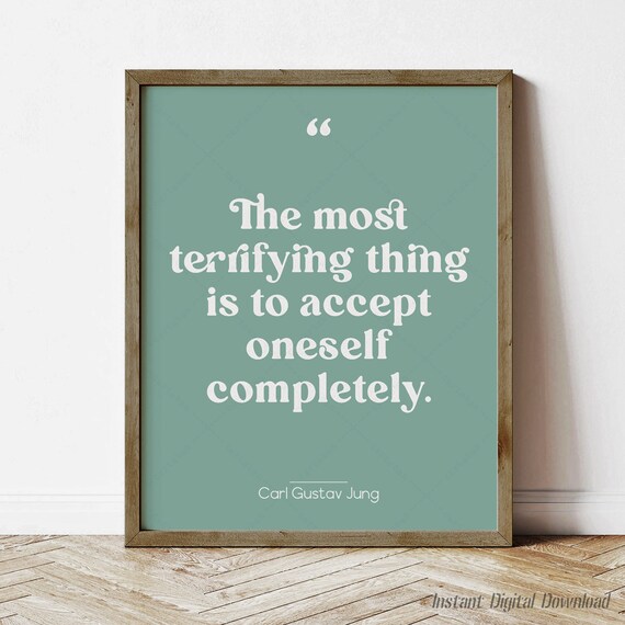 Carl Gustav Jung Accept Oneself Completely Quote Sage Green Retro Poster