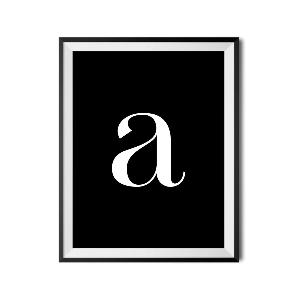 Lowercase Letter A Black Background Monogram Typography Poster - Image 4