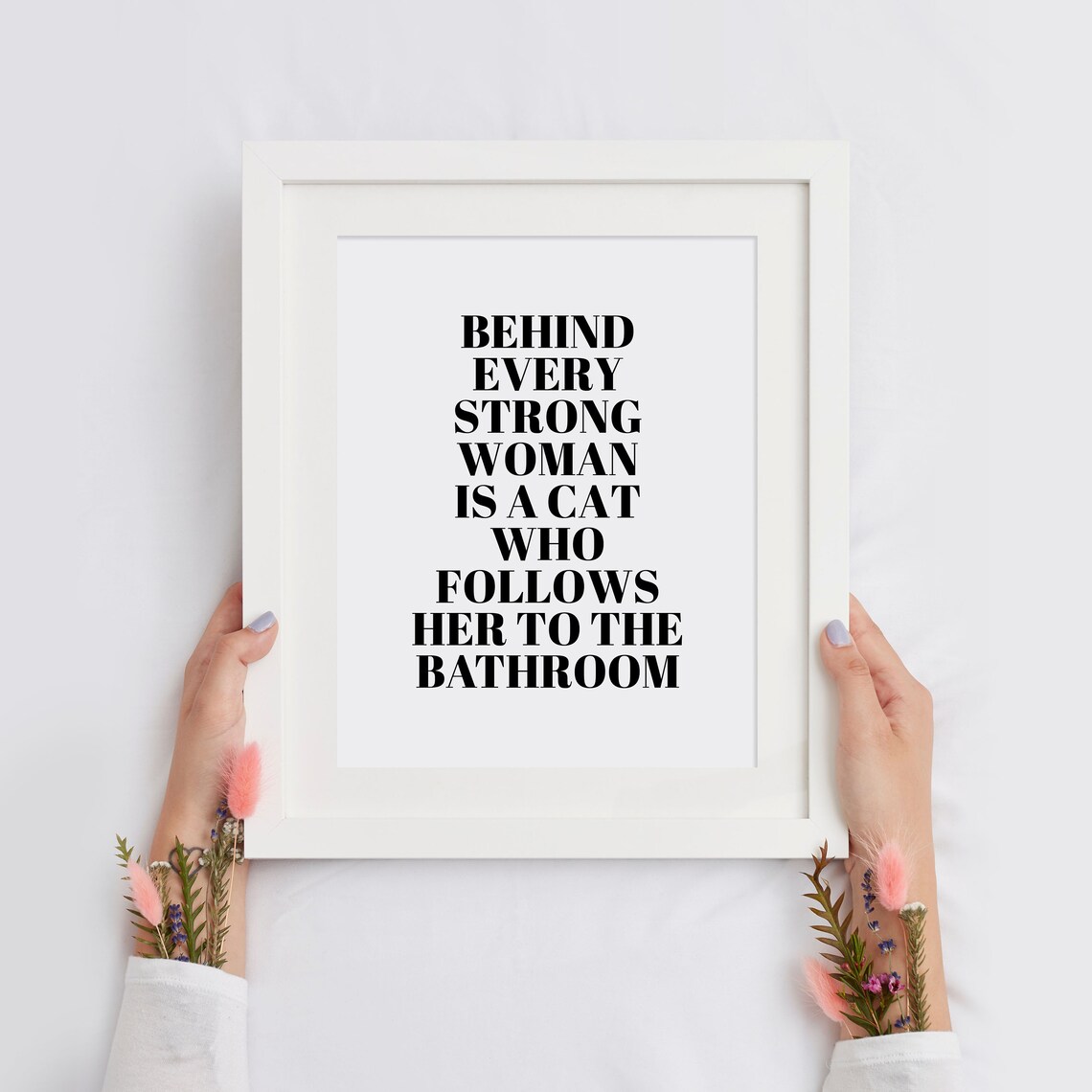 Behind Every Strong Woman Funny Cat Quote Bold Typography Poster - Image 2