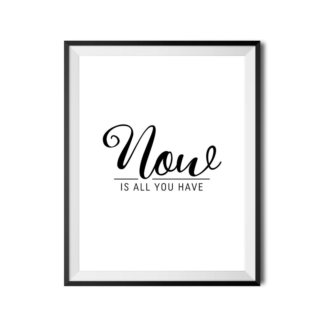 Now Is All You Have Script Mindfulness Bedroom Quote Wall Art - Image 4