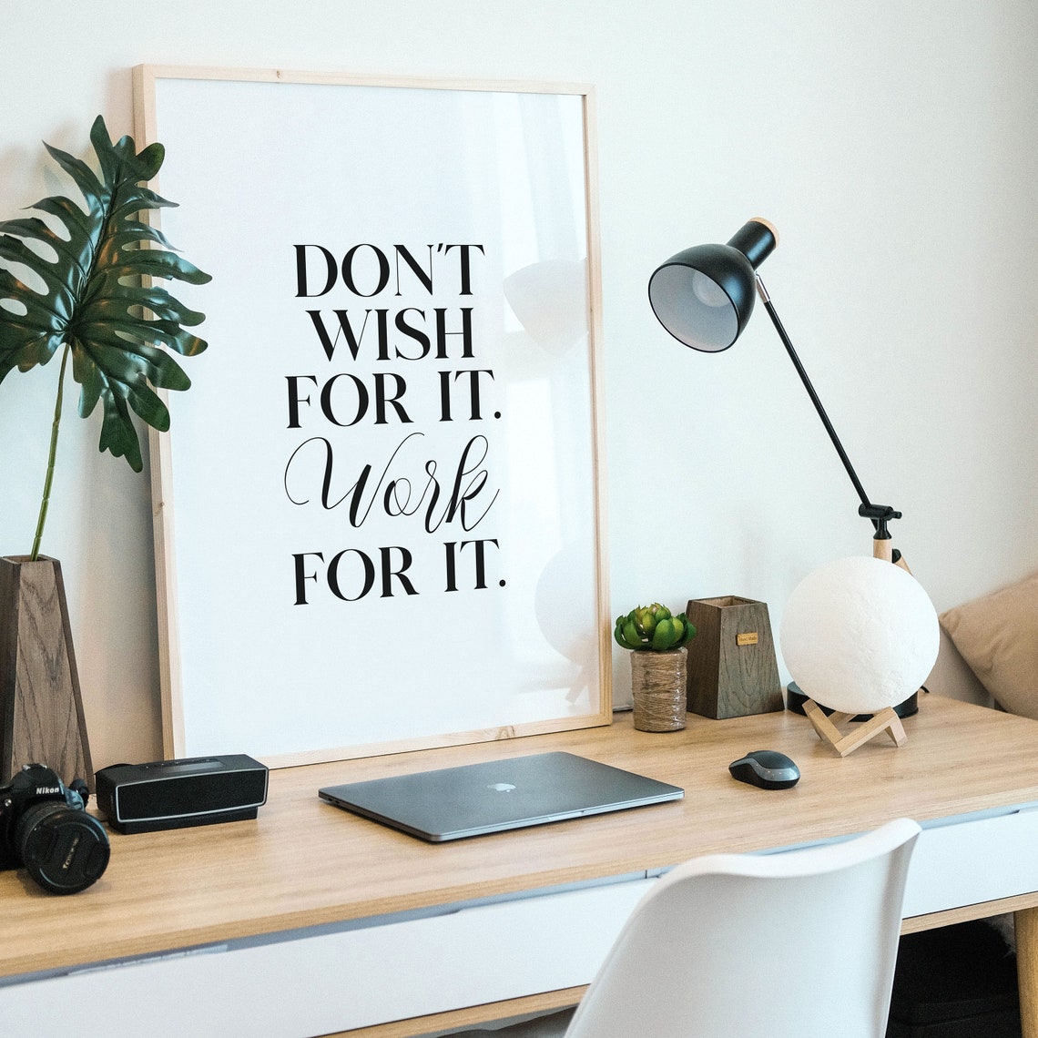 Dont Wish For It Work For It Script Typography Motivational Poster - Image 3