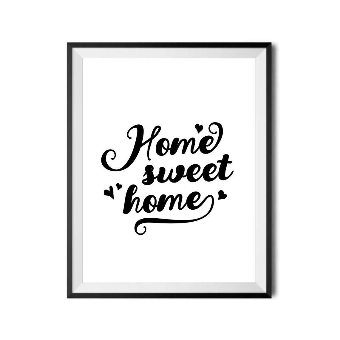 Home Sweet Home Script Calligraphy Hearts White Typography Poster - Image 4