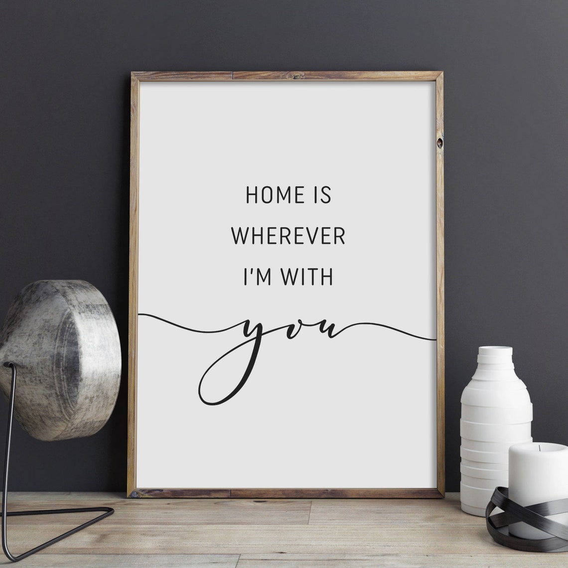 Home Is Wherever I Am With You Romantic Anniversary Quote Poster - Image 2