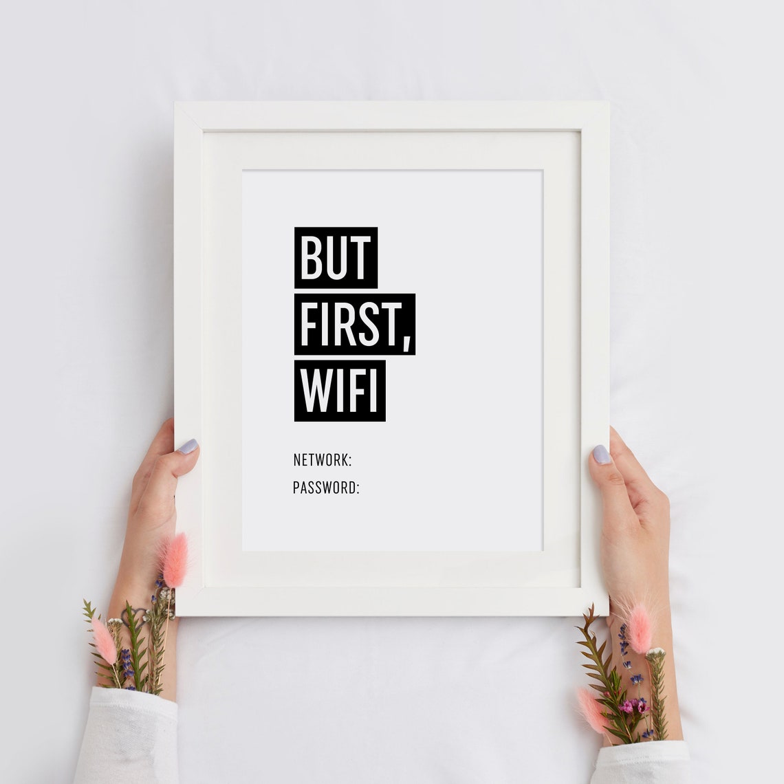 But First Wifi Network Password Guest Room Entry Sign Wall Art - Image 2