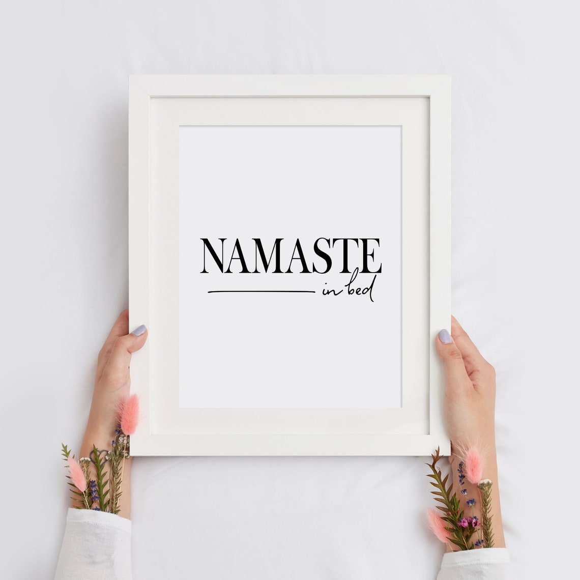 Namaste In Bed Funny Bedroom Quote Yoga Pun Poster Wall Decor - Image 2