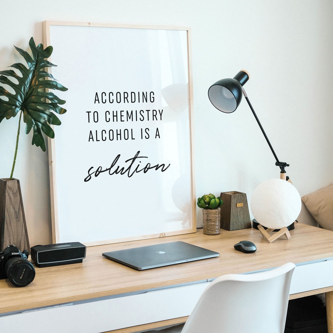 According To Chemistry Alcohol Is A Solution Funny Wine Poster - Image 3