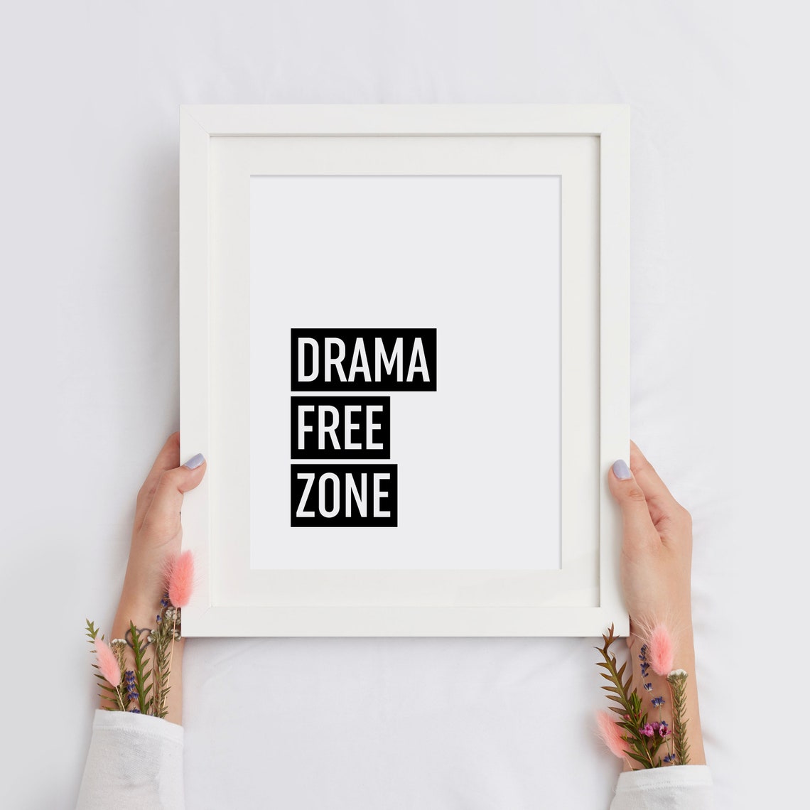 Drama Free Zone Bold Block Letter Office Dorm Quote Wall Poster - Image 2