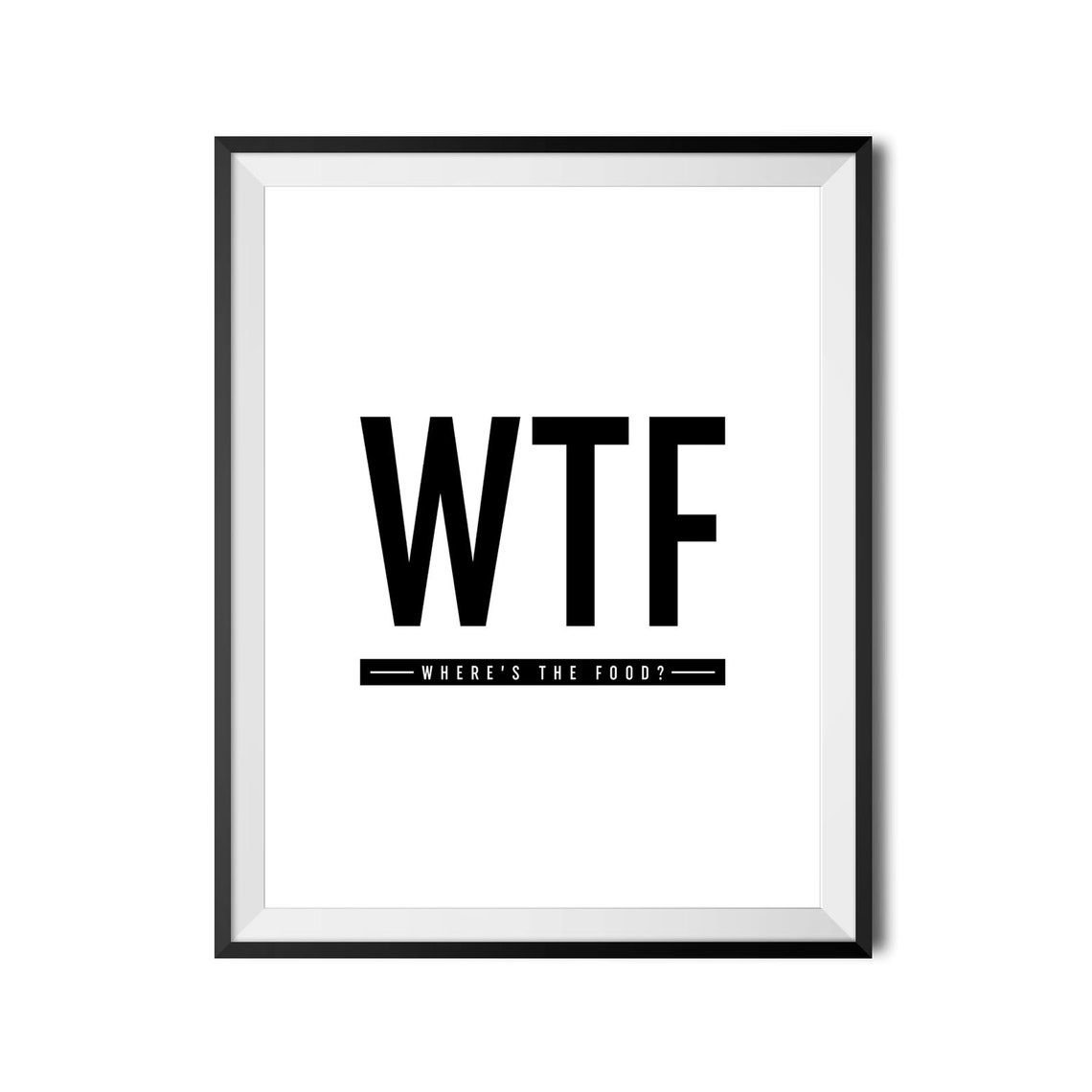 WTF Wheres The Food Funny Kitchen Poster Black White Typography - Image 4