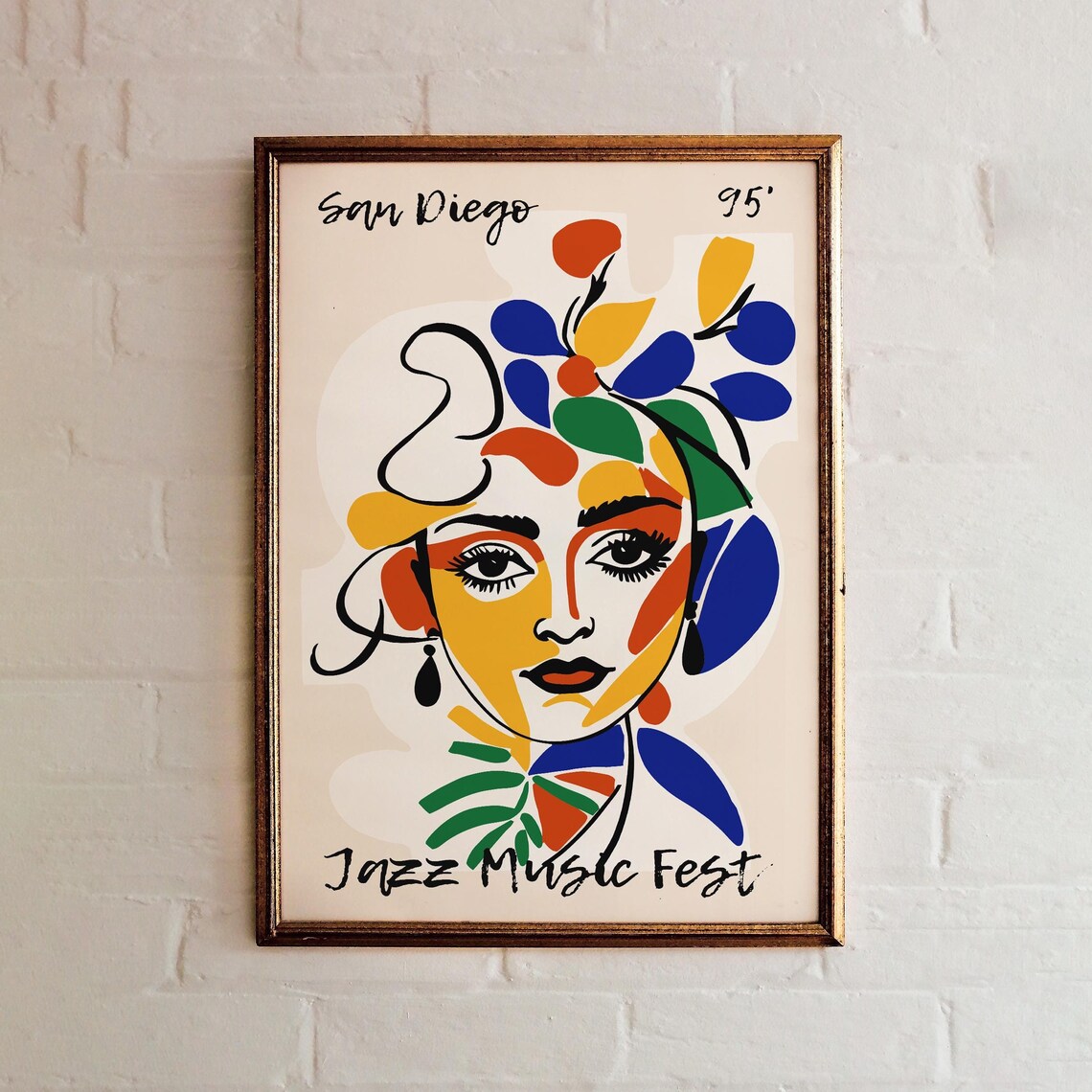 San Diego 95 Jazz Music Fest Abstract Woman Portrait Art Poster