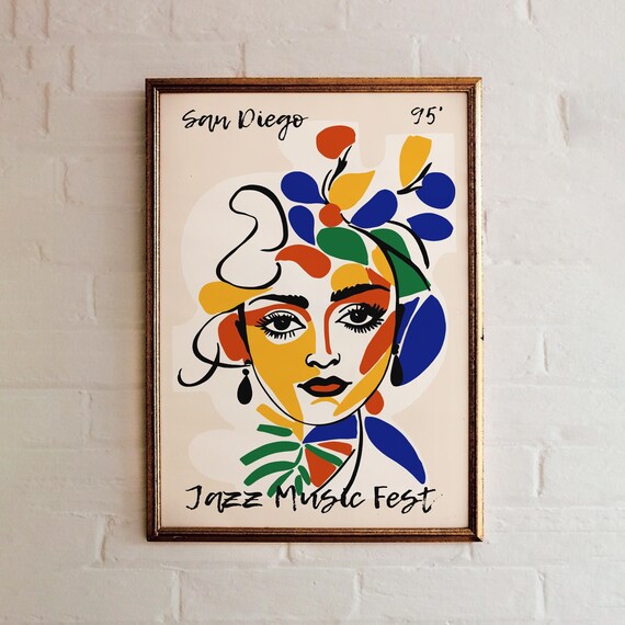 San Diego 95 Jazz Music Fest Abstract Woman Portrait Art Poster