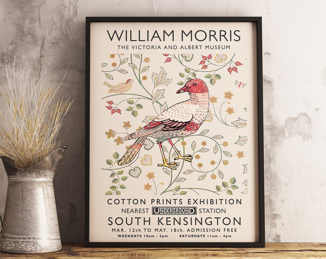 William Morris Floral Bird Art Print, Vintage Poster - Image 3