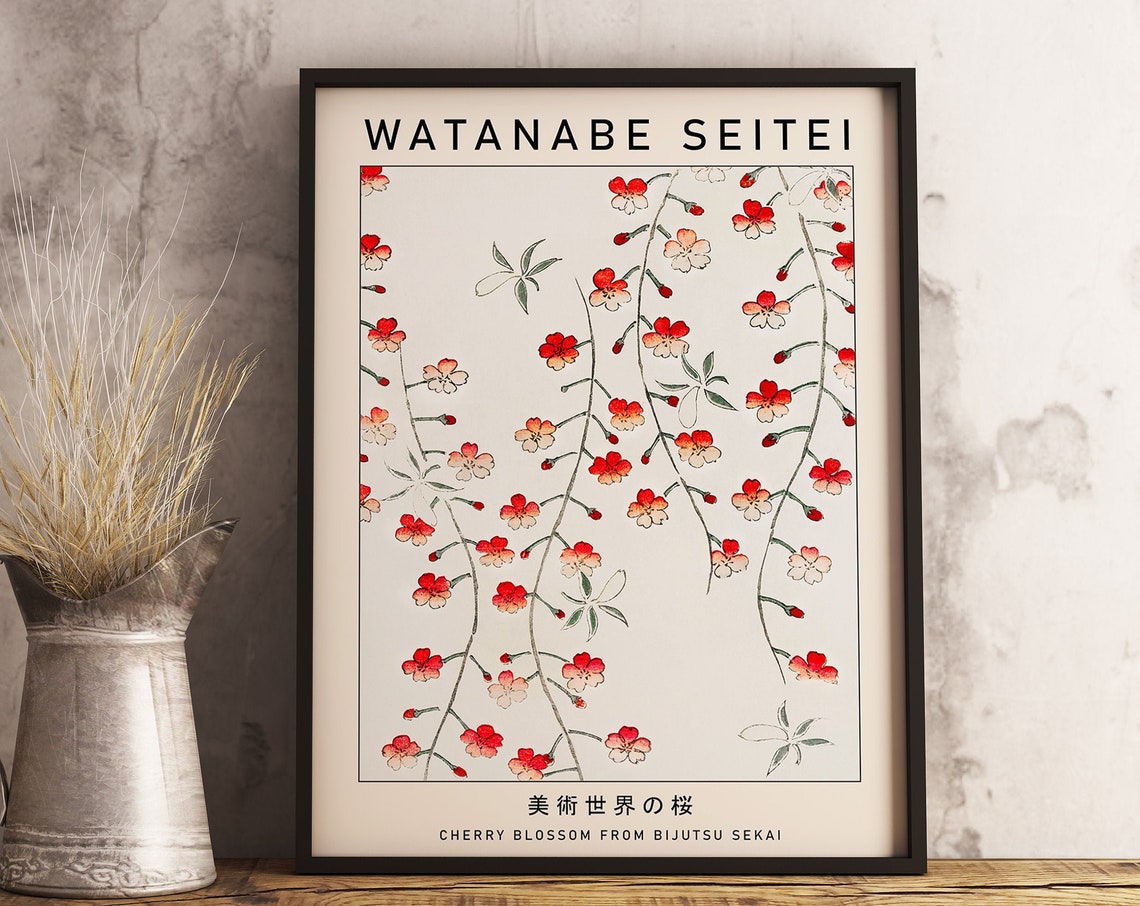 Watanabe Seitei Cherry Blossom Vintage Japanese Woodblock Print - Image 3