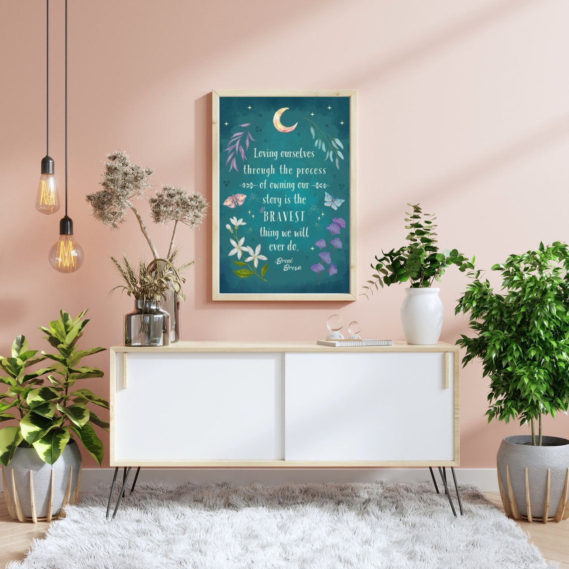 Brene Brown Owning Our Story Bravest Thing Crescent Moon Poster - Image 3