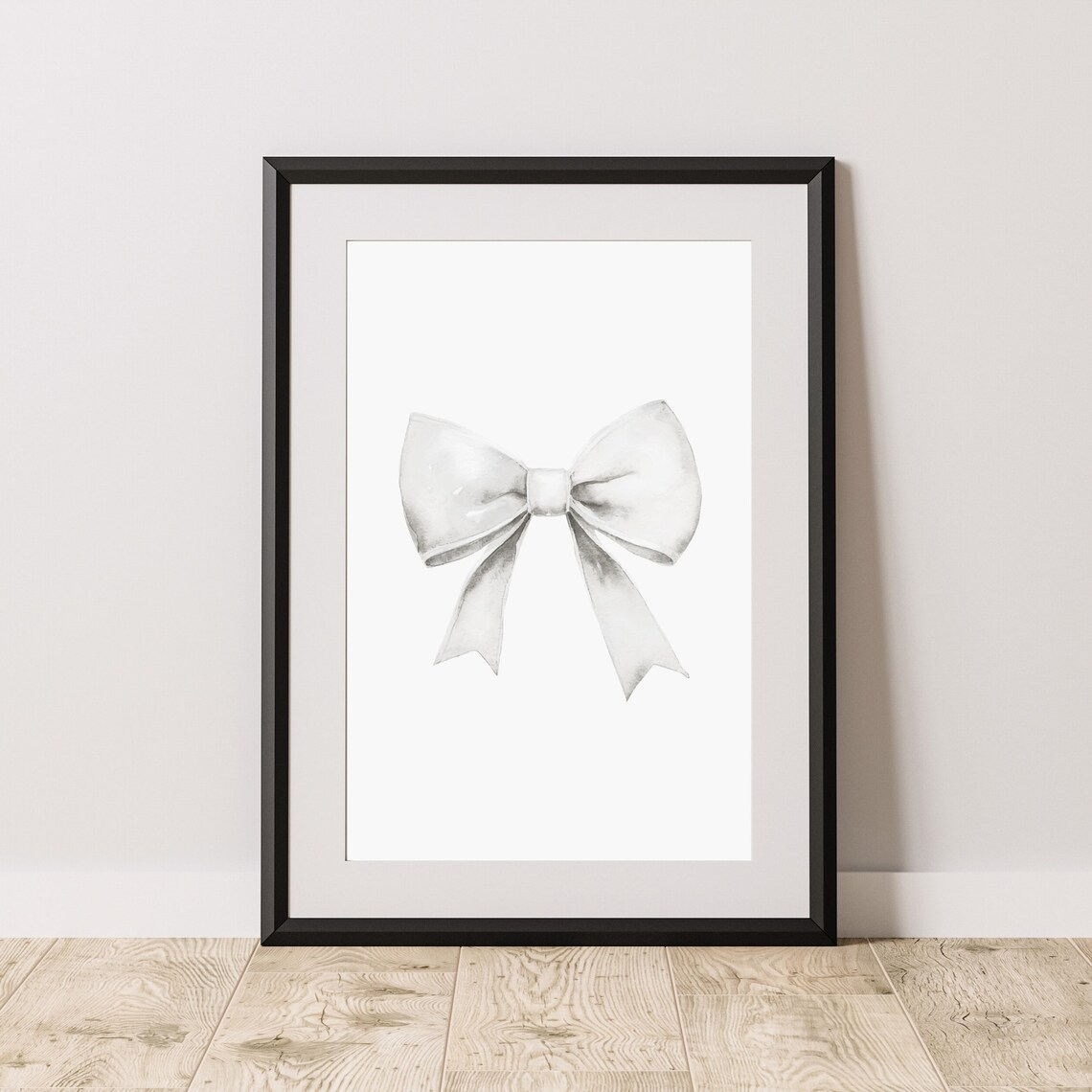 White Watercolor Ribbon Bow Minimalist Elegant Nursery Art Poster - Image 6
